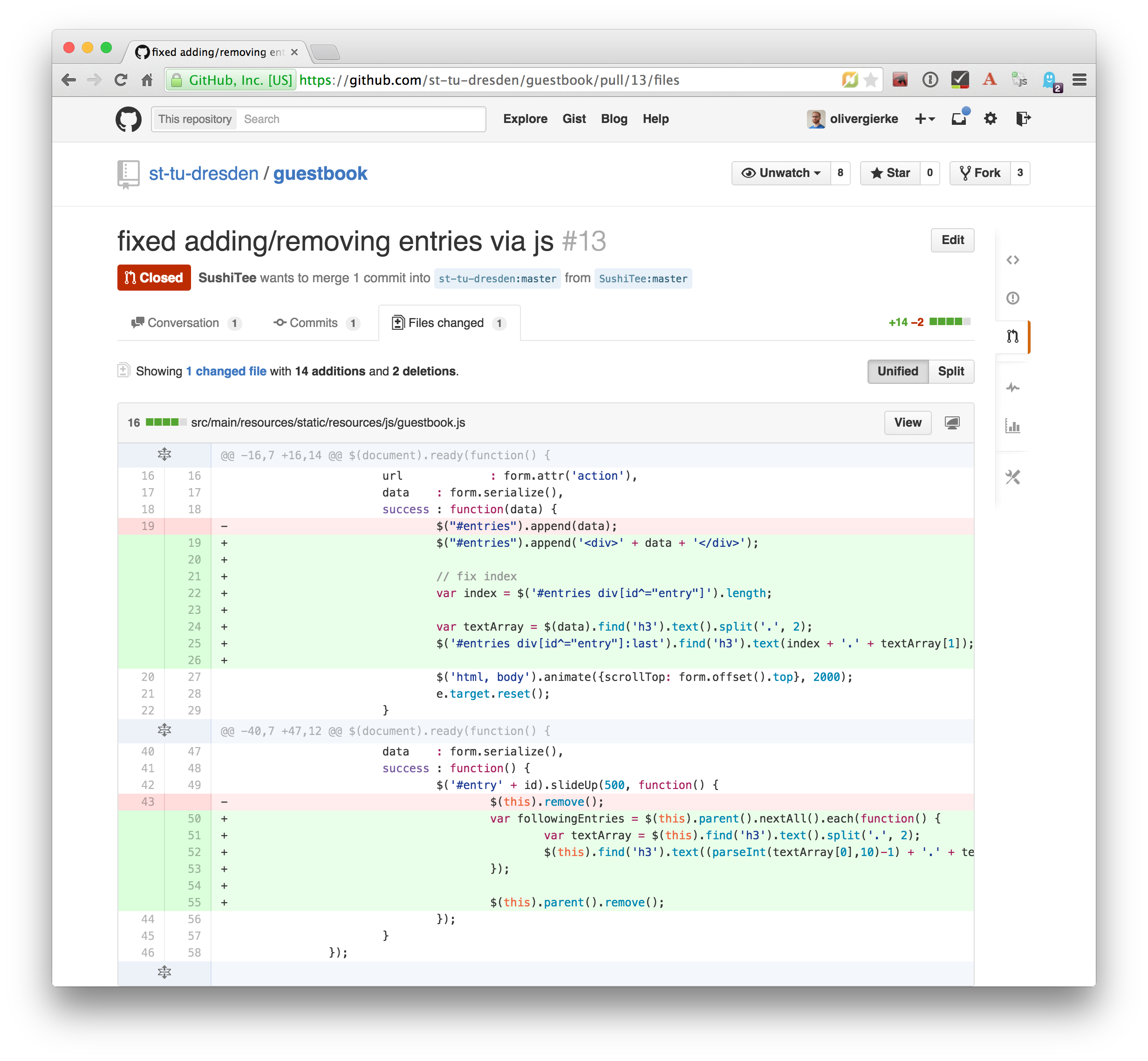 github pr changes